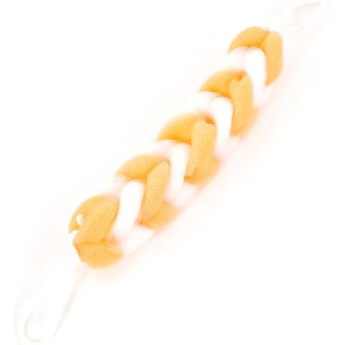 Meshy Chain Design Bath Shower Pouf Body Cleaner Orange White (id: f56 14a 05d 0ba 895